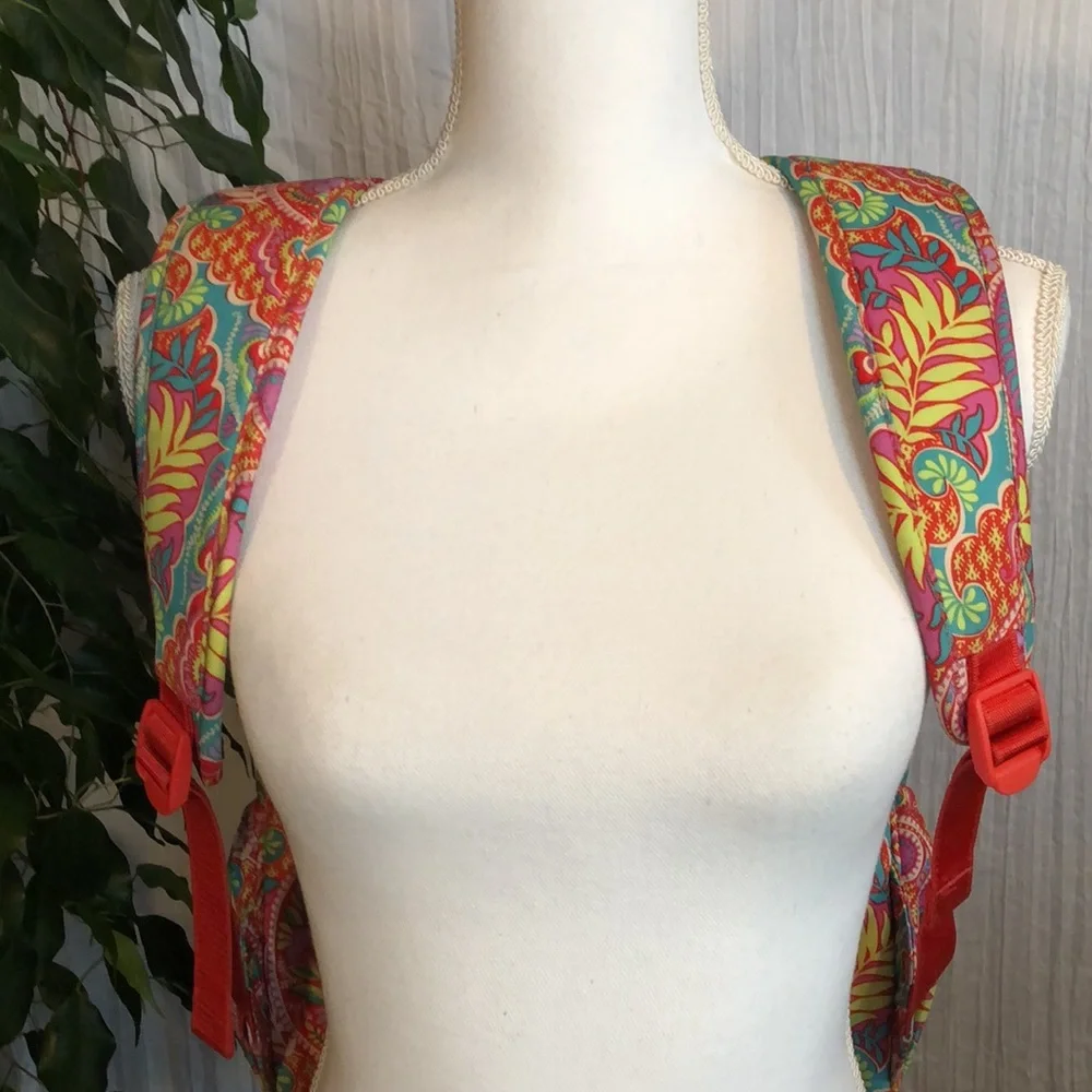 VERA BRADLEY Iconic Campus Floating Garden SZ XL triple zip canvas tropical - Picture 4 of 16